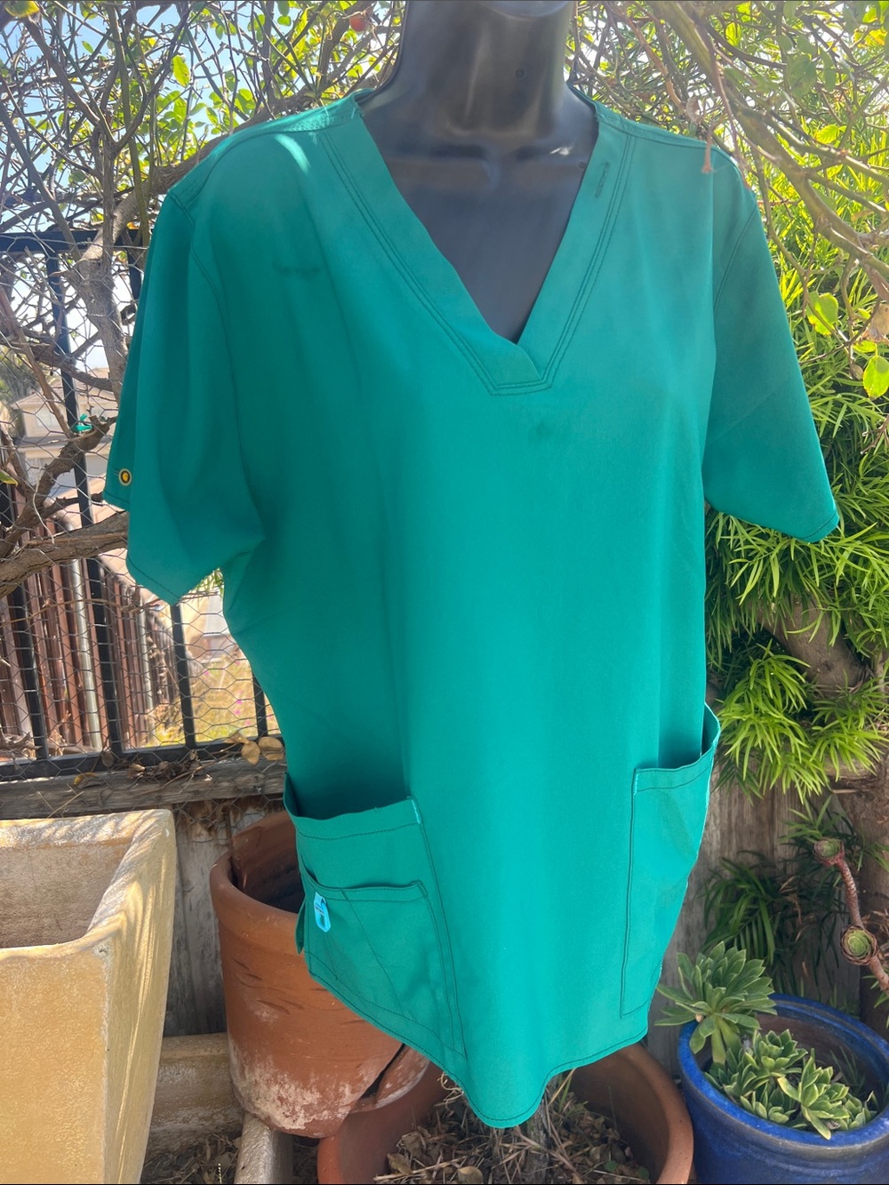 Carhartt Teal V-Neck Short Sleeve Scrub Top